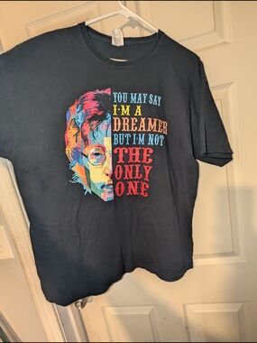 Fruit of the Loom Black T‑Shirt with Multicolor John Lennon Graphic